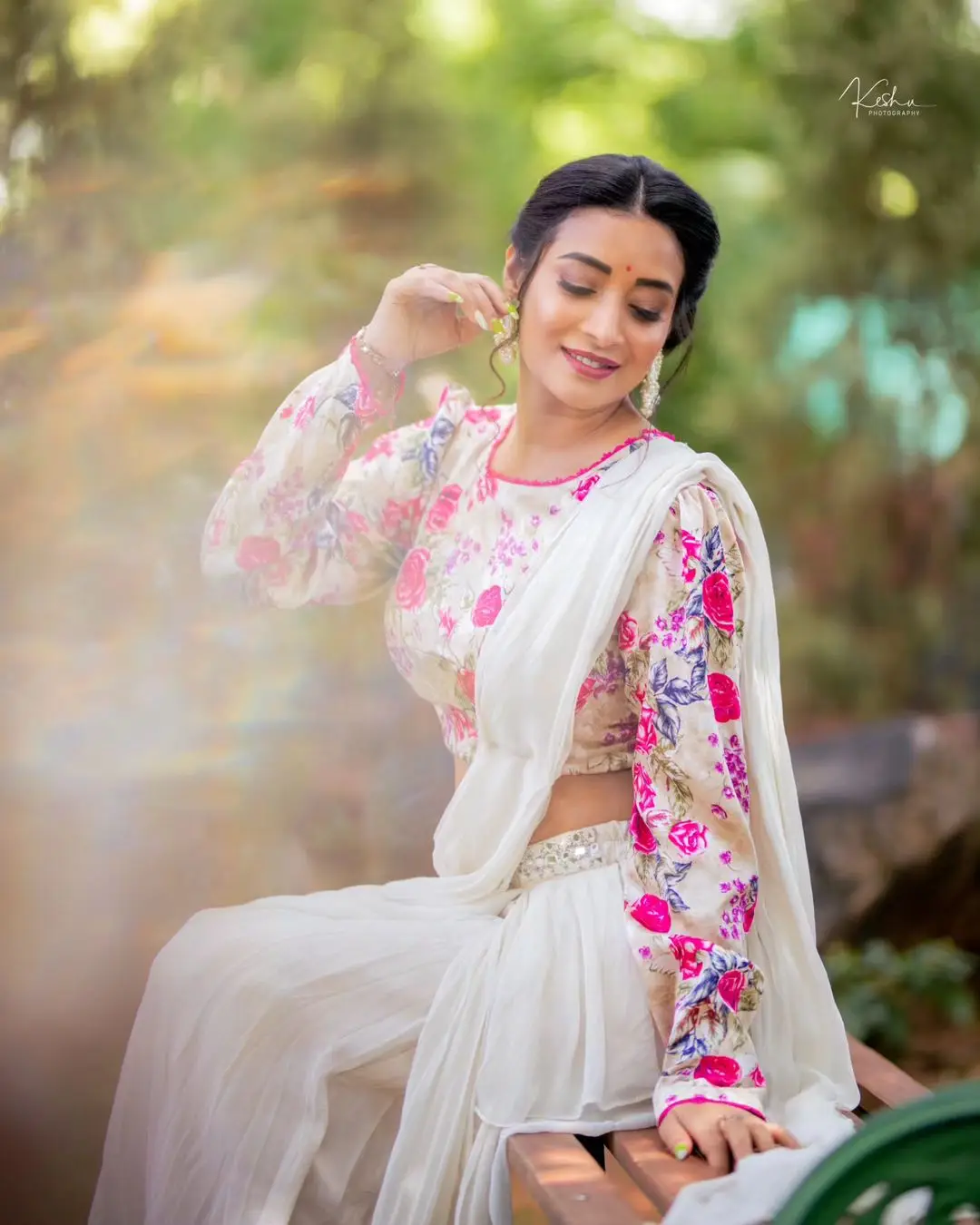 ETV Actress Bhanu Sri Stills in Beautiful White Lehenga Choli